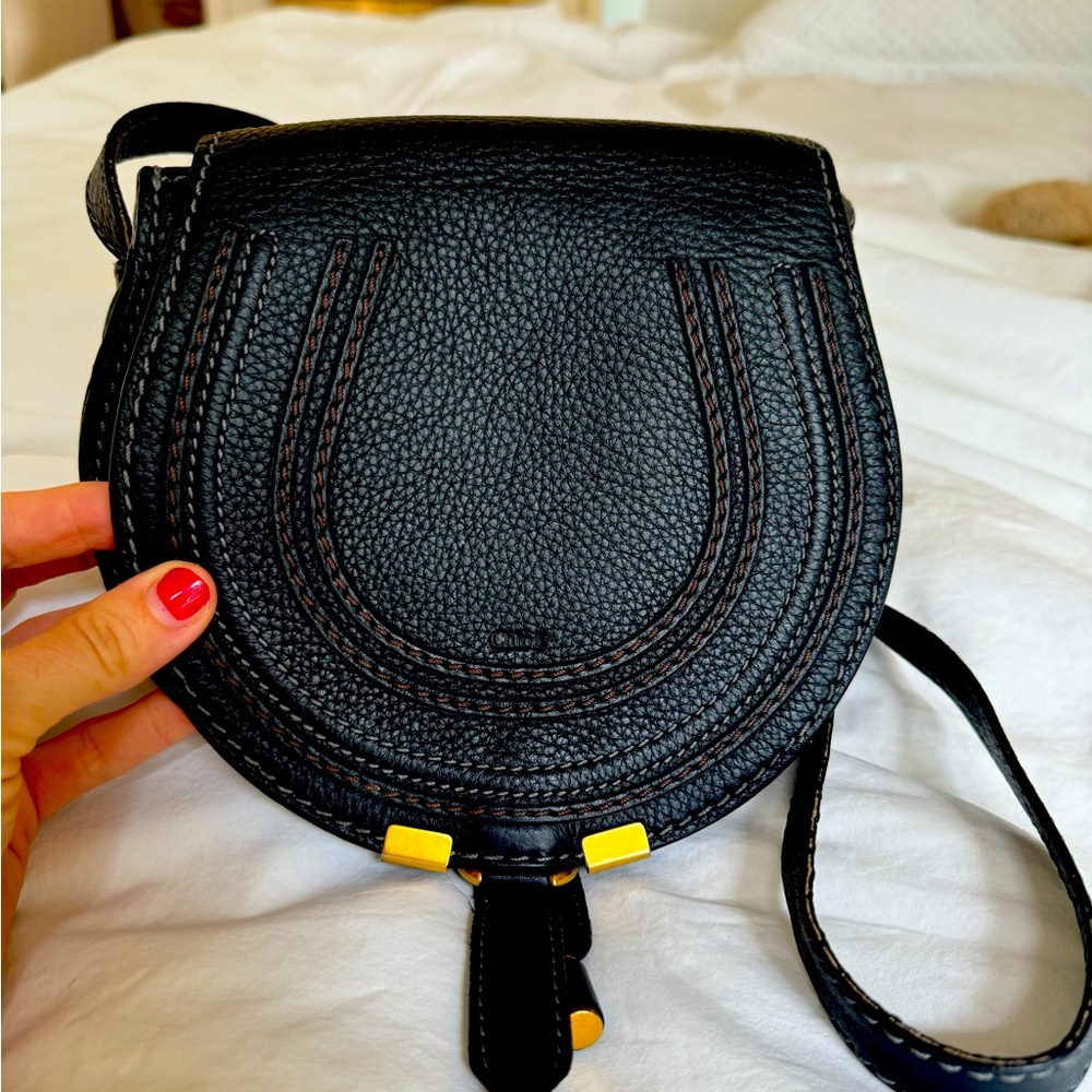 Chloe small Marcie leather crossbody in black